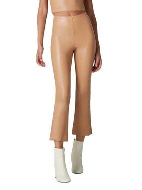 NWT Commando Faux Leather Cropped Flared Pants Camel XS